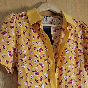 Allegra K Yellow Floral Dress